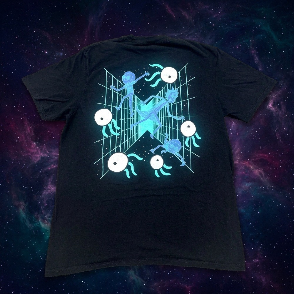 Rick And Morty Adult Swim T Shirt Adult M Black Front Back Graphic Cotton Tee